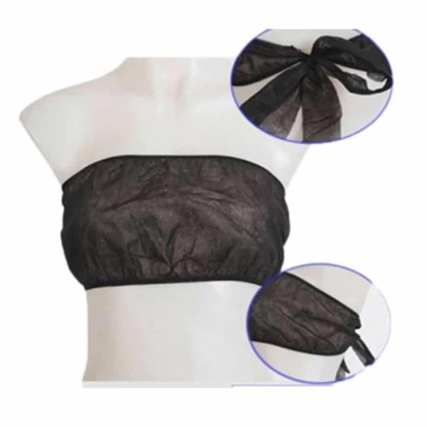 Globalstar Disposable Non Woven Bra Tube Top With Tie Black 50pcs BW-102